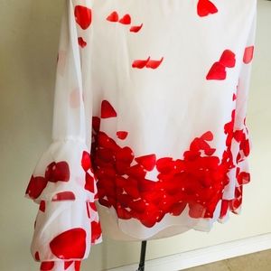 Chiffon Ruffle Sleeve Lined Blouse